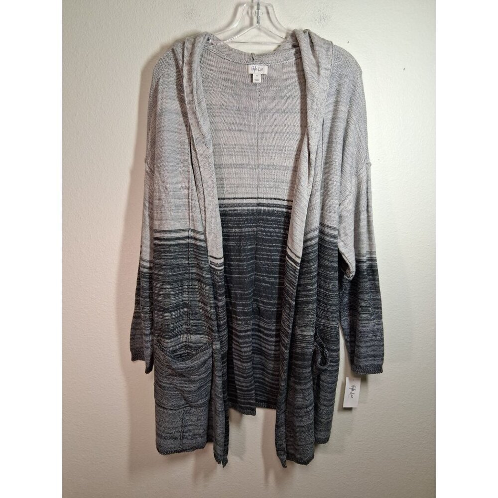 NWT Style & Co Open Cardigan Sweater Duster Hoodie Casual Cozy Boho Beige 3X